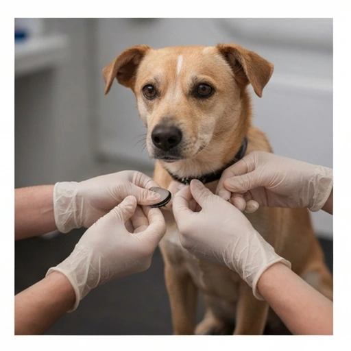 Dog receiving a health checkup