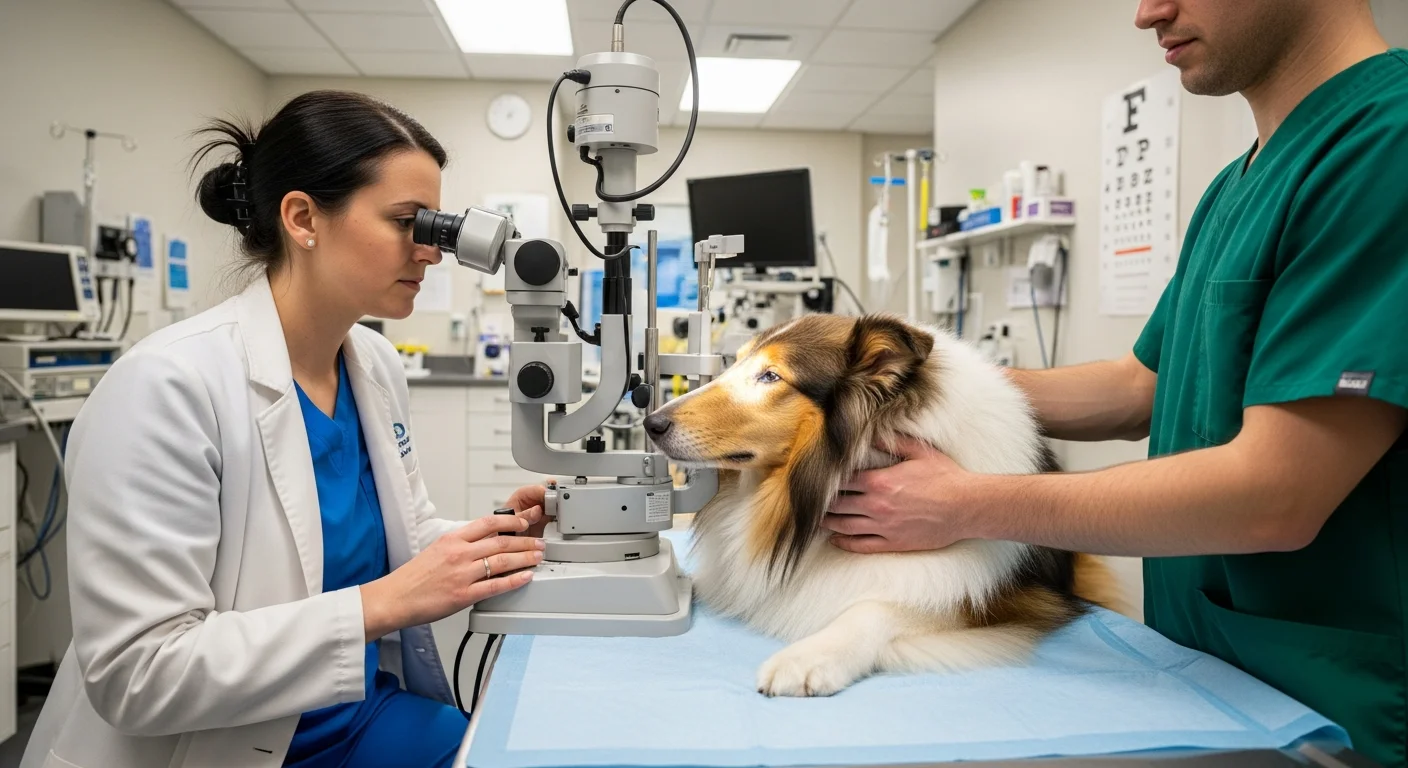 Veterinary eye examination for Collie eye anomaly