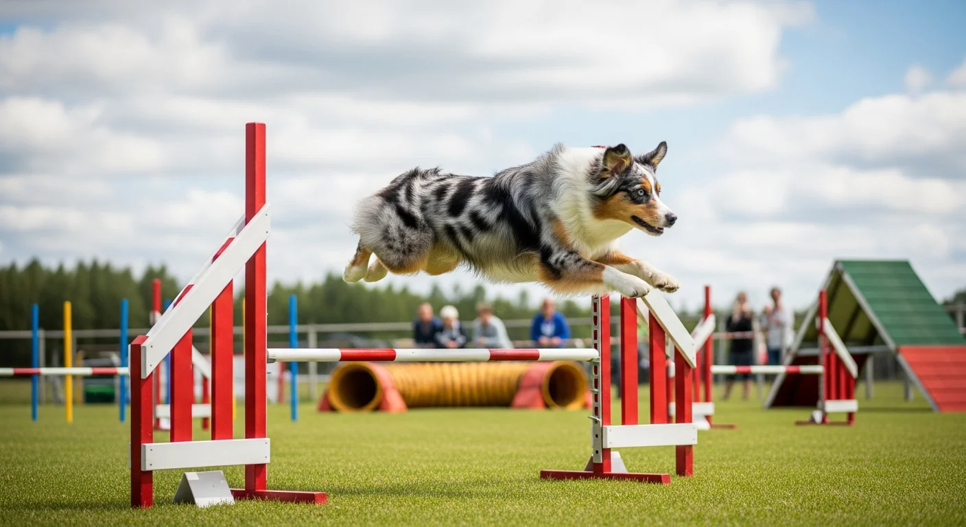 Australian Shepherd performing athletic exercise