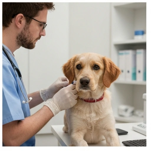 Veterinary examination of a dog