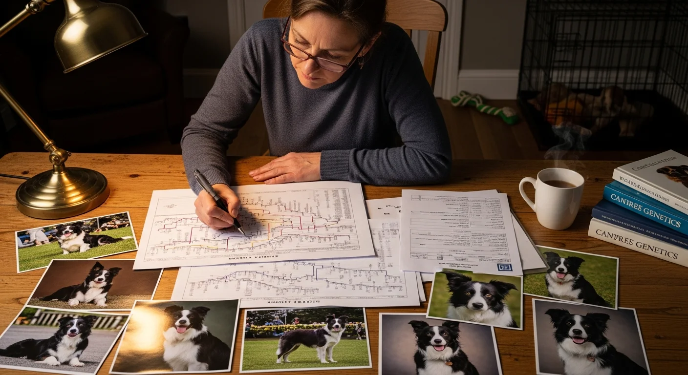 Breeder studying population genetics and pedigrees