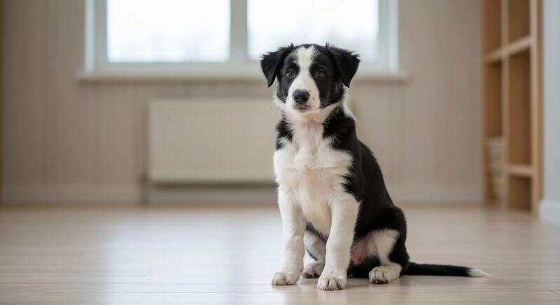 Young Border Collie puppy playing on grass, illustrating early immune health